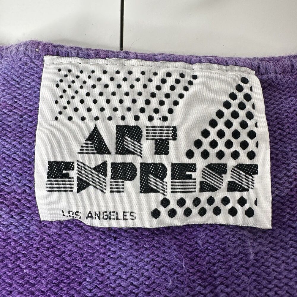 Vintage Art Express Purple Tie Dye Sweater One Size Fringe 80s Glam Western USA - Picture 5 of 14